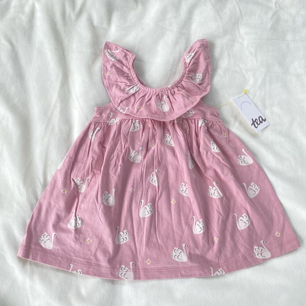 NEW Tea Collection Pink Swan Princess Ruffle Dress